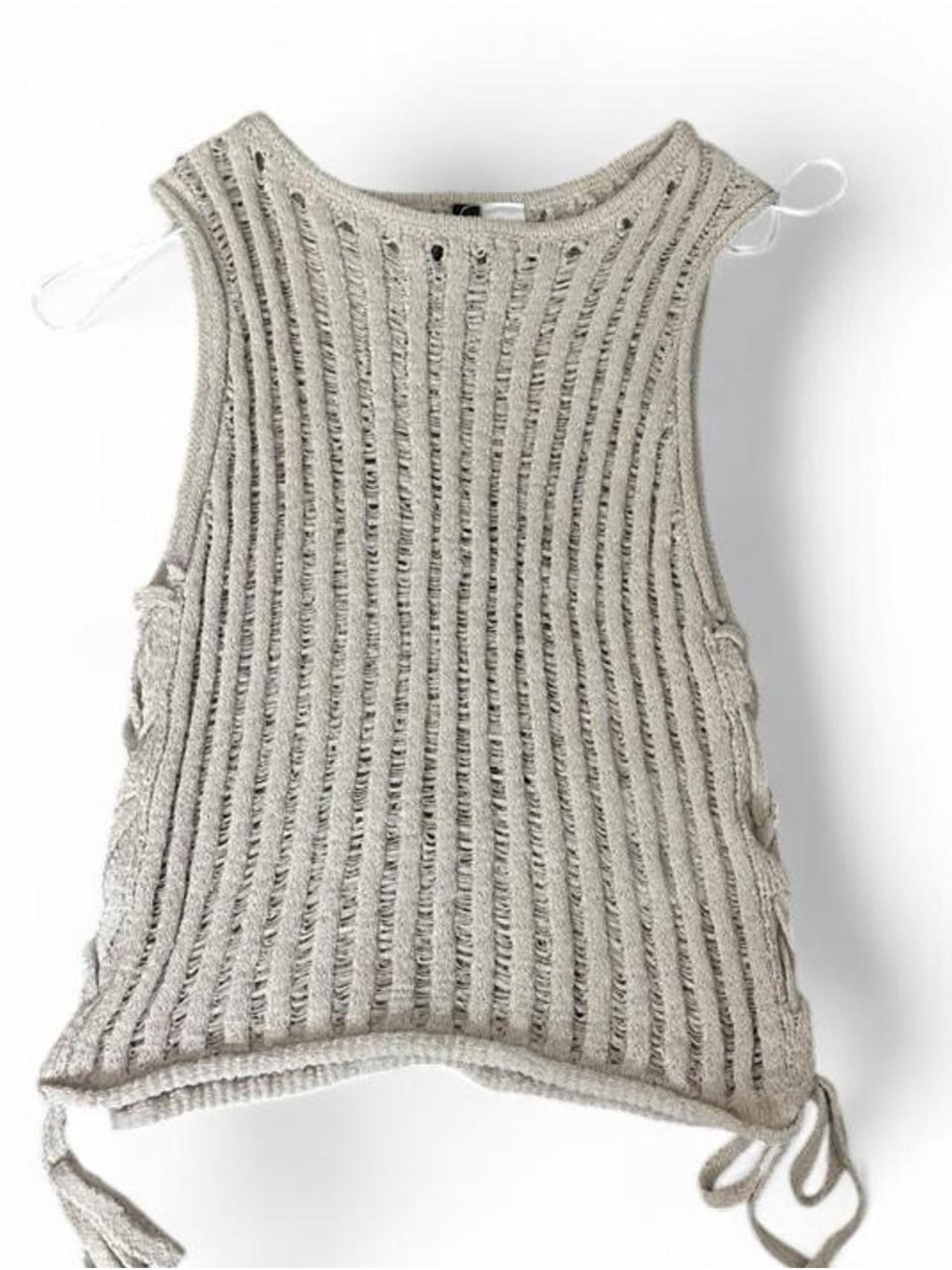 H&M Cream Open-Knit Tie-Side Tank Top